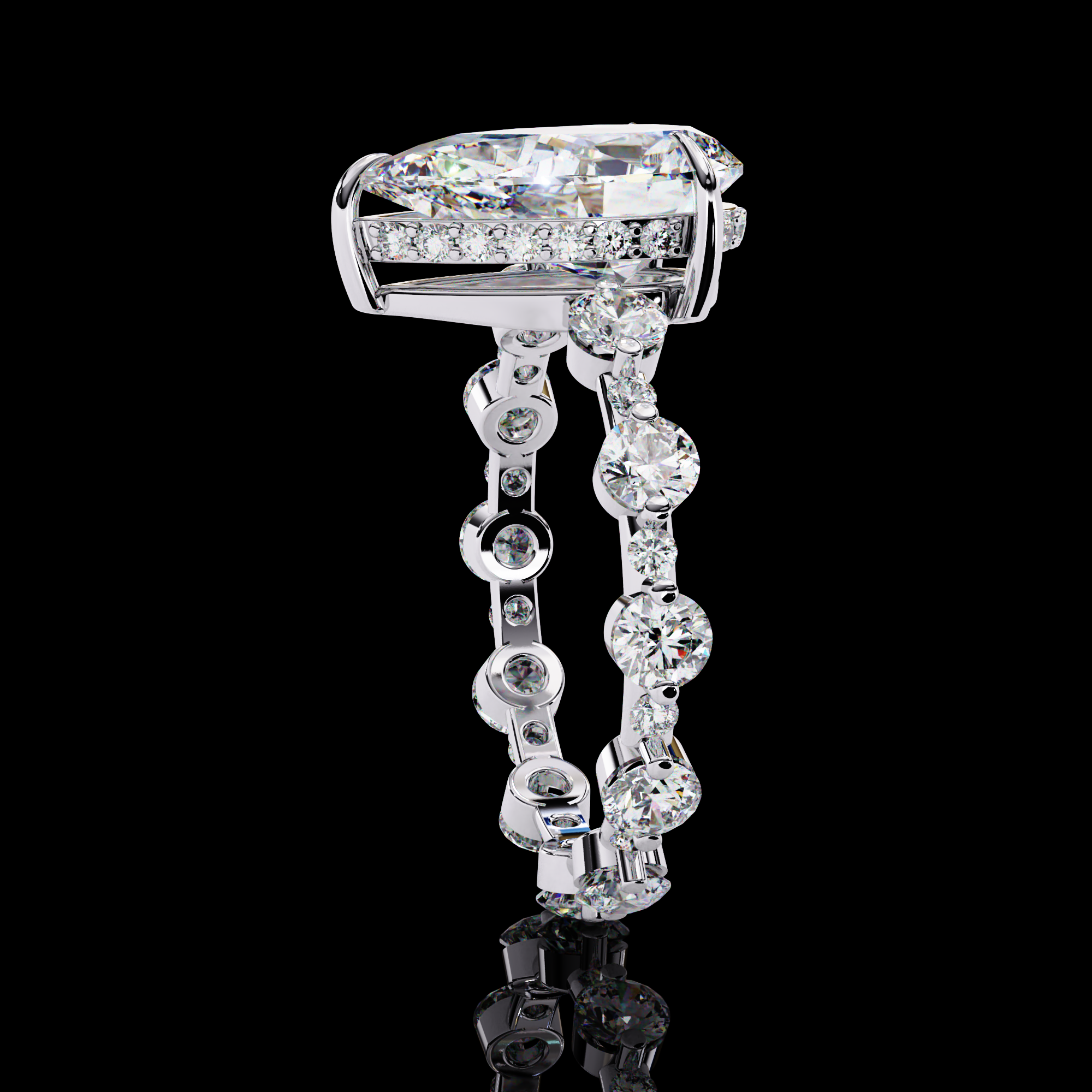 3 carats Solitaire ring with Diamond Ring