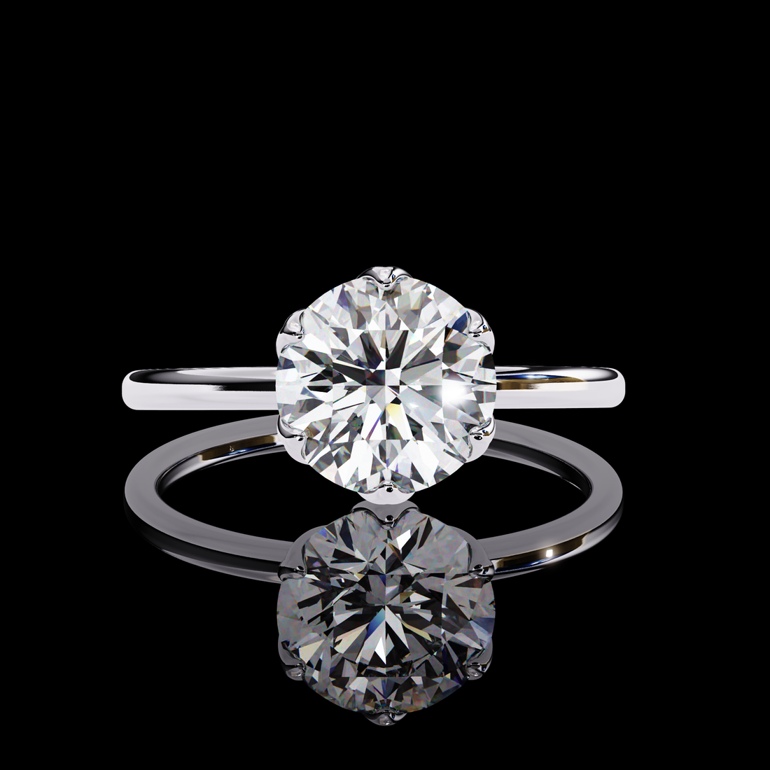 2 carats Round Solitaire Diamond Ring