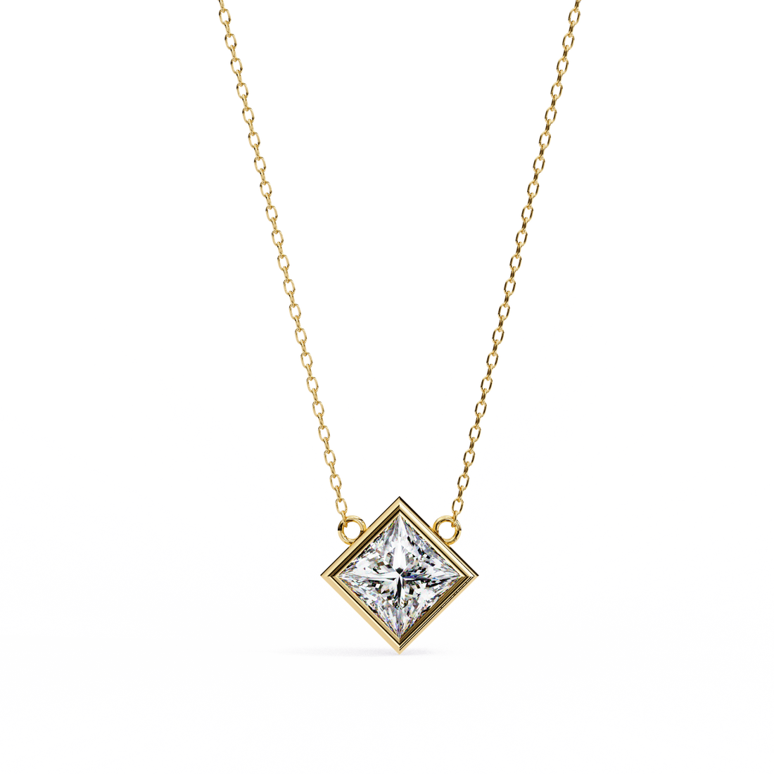 2 carats princess bezel Diamond pendant