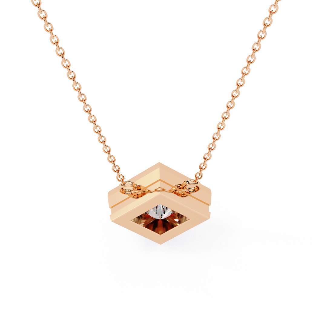 2 carats princess bezel Diamond pendant