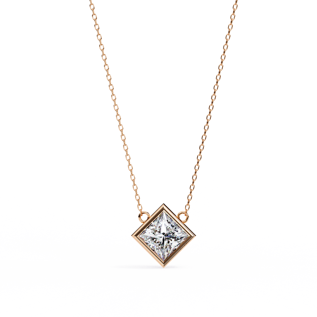 2 carats princess bezel Diamond pendant