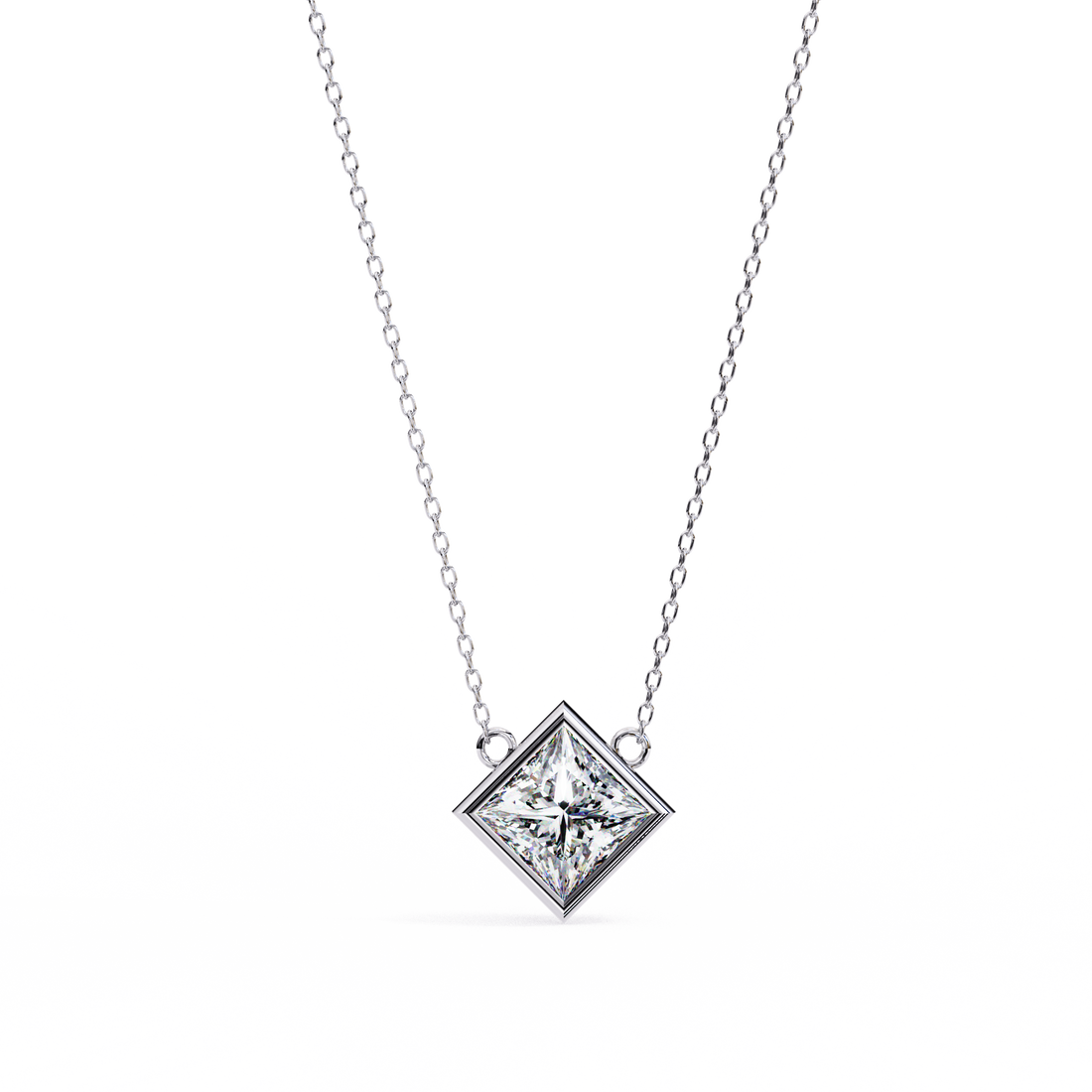 2 carats princess bezel Diamond pendant