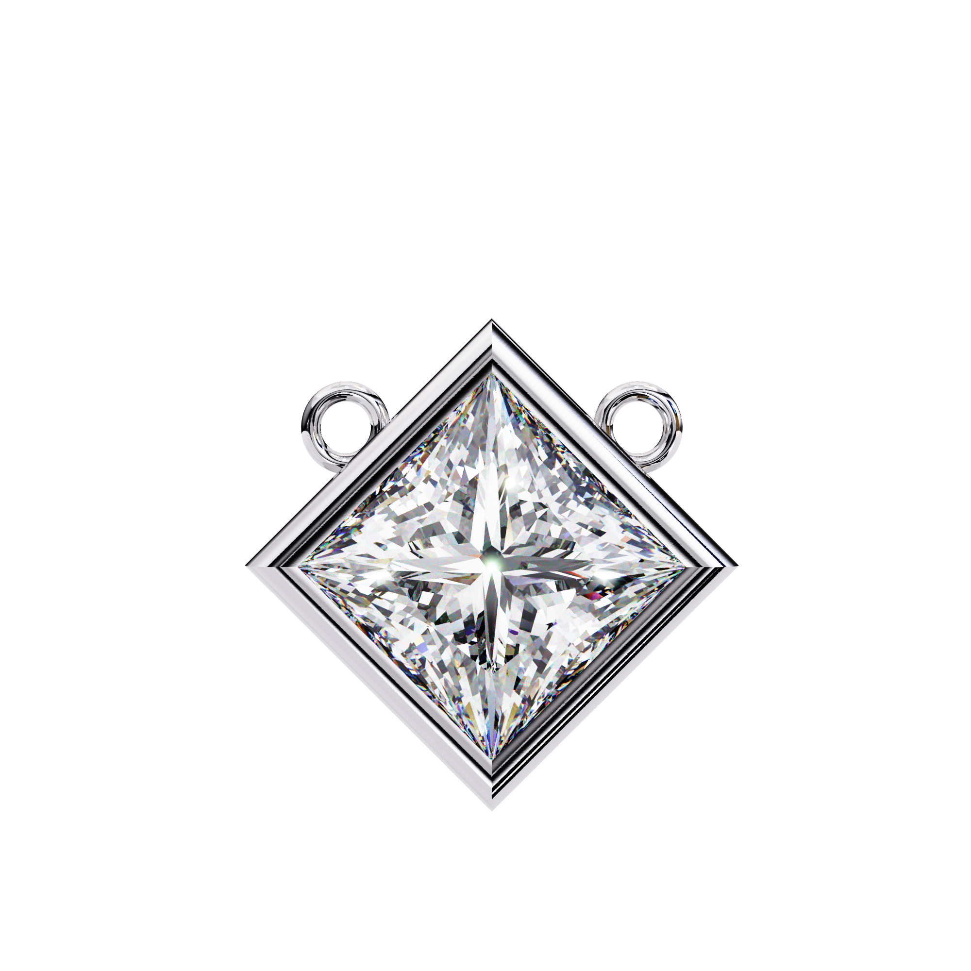 2 carats princess bezel Diamond pendant