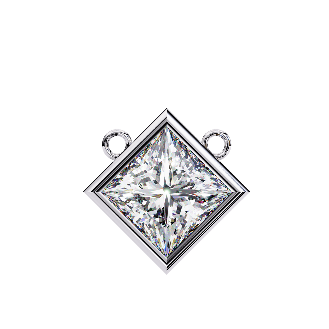 2 carats princess bezel Diamond pendant