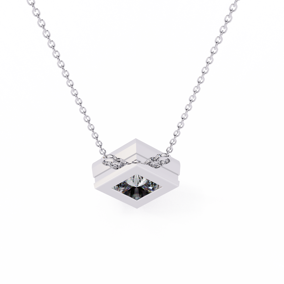 2 carats princess bezel Diamond pendant