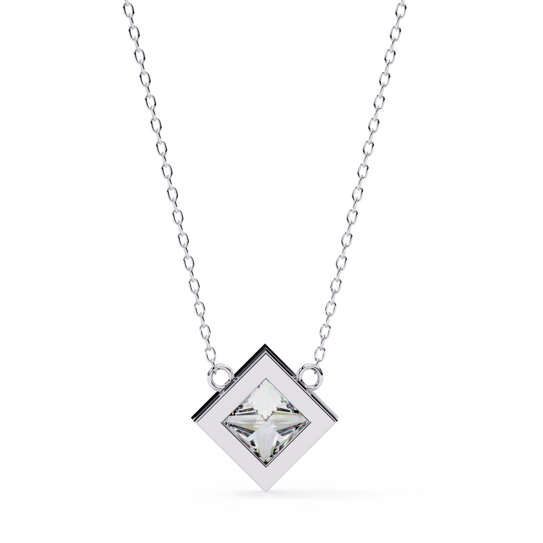 2 carats princess bezel Diamond pendant