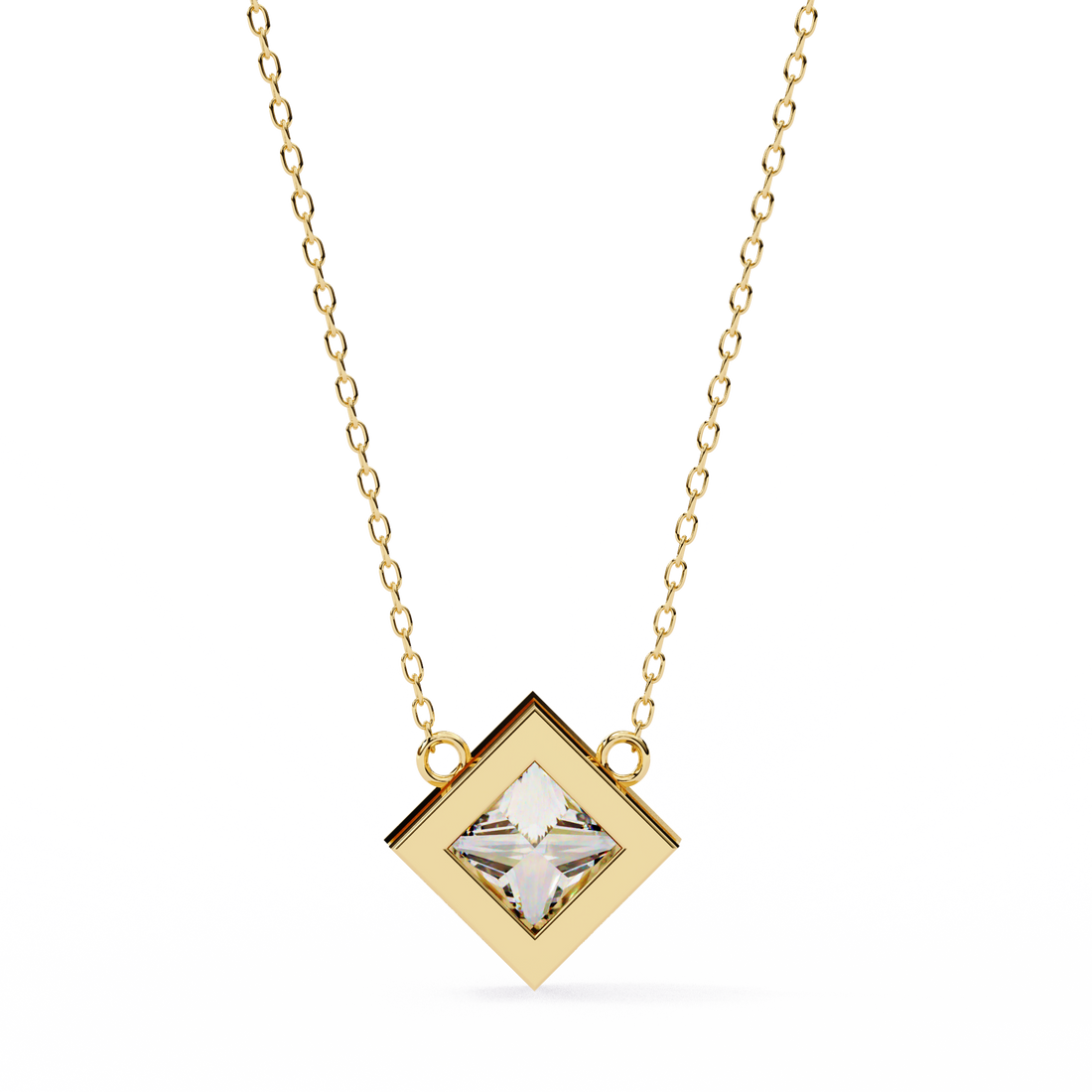 2 carats princess bezel Diamond pendant