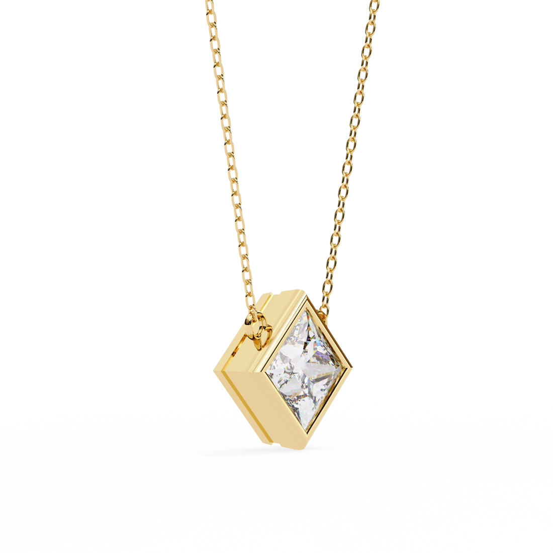 2 carats princess bezel Diamond pendant