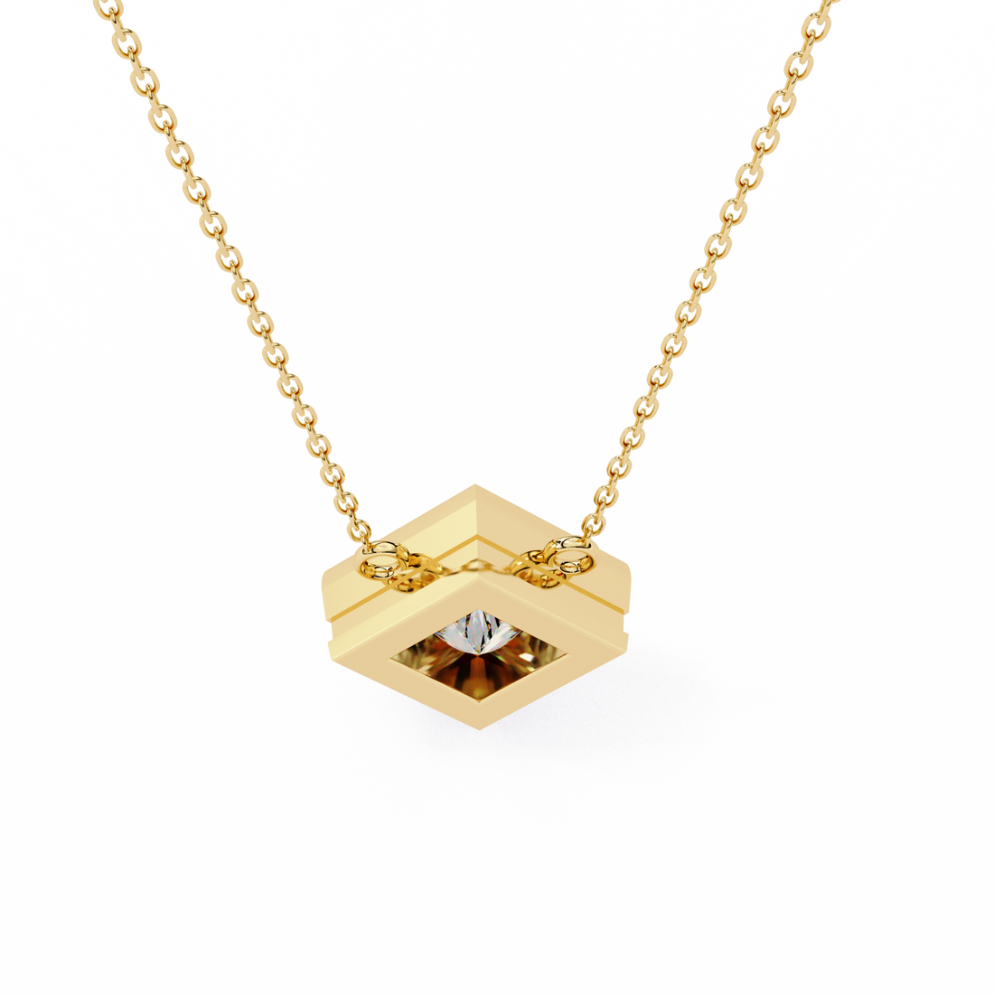 2 carats princess bezel Diamond pendant