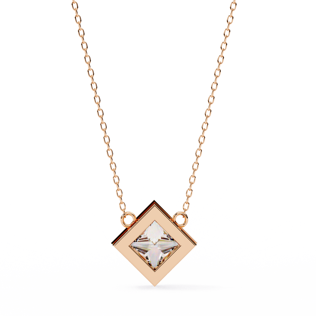 2 carats princess bezel Diamond pendant