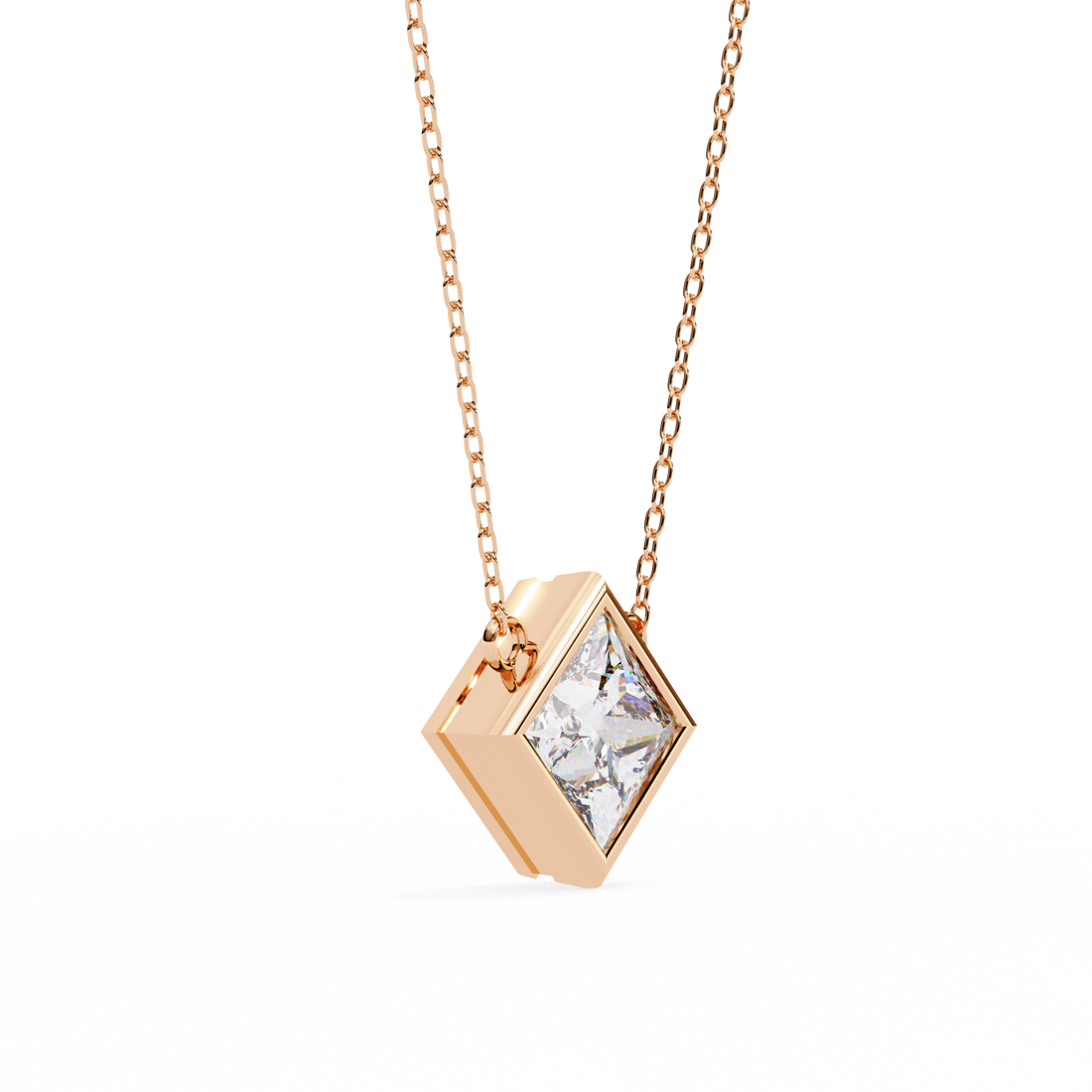 2 carats princess bezel Diamond pendant