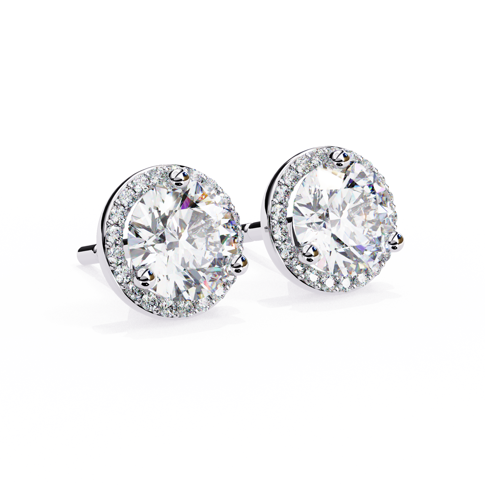 Round Halo Diamond Studs