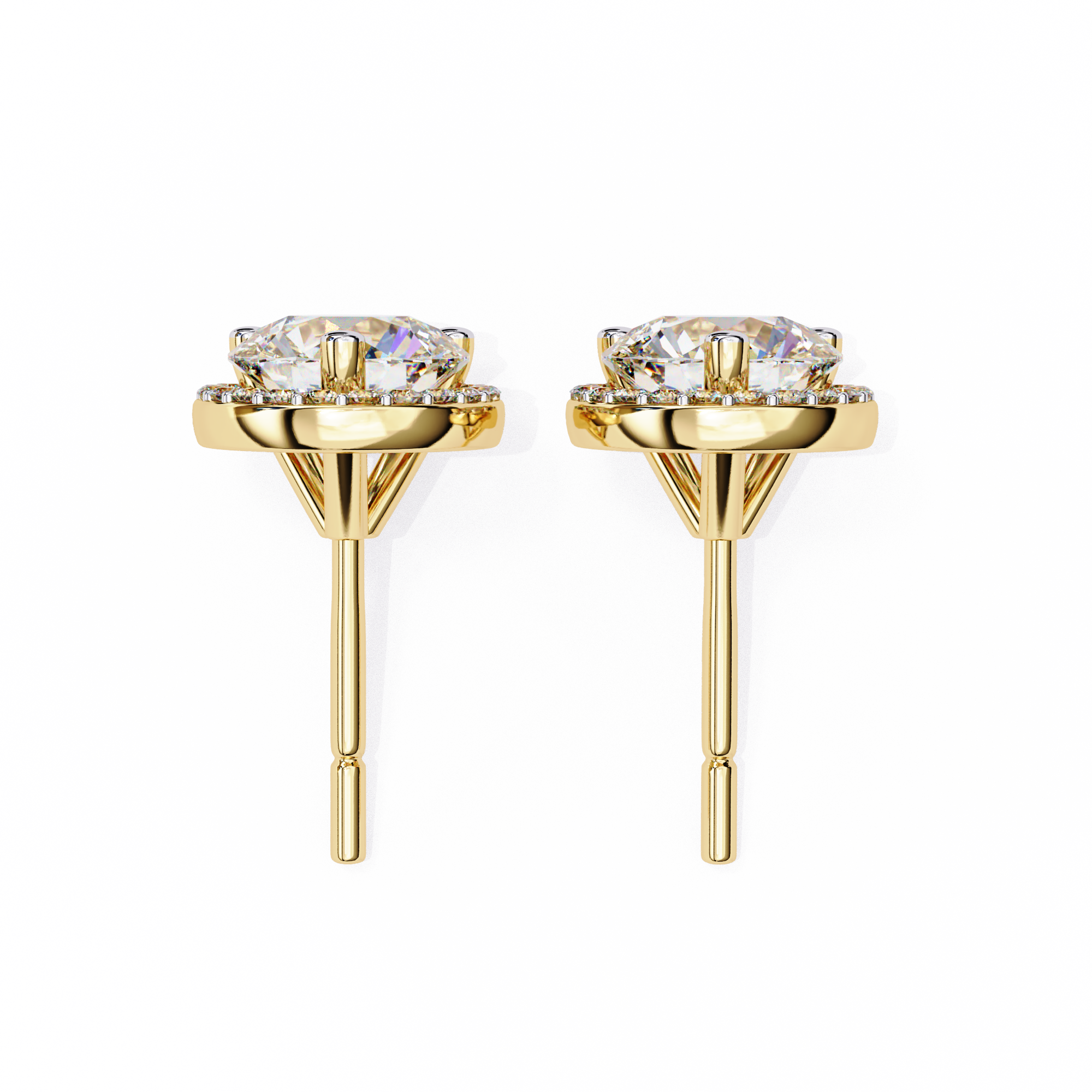 Round Halo Diamond Studs