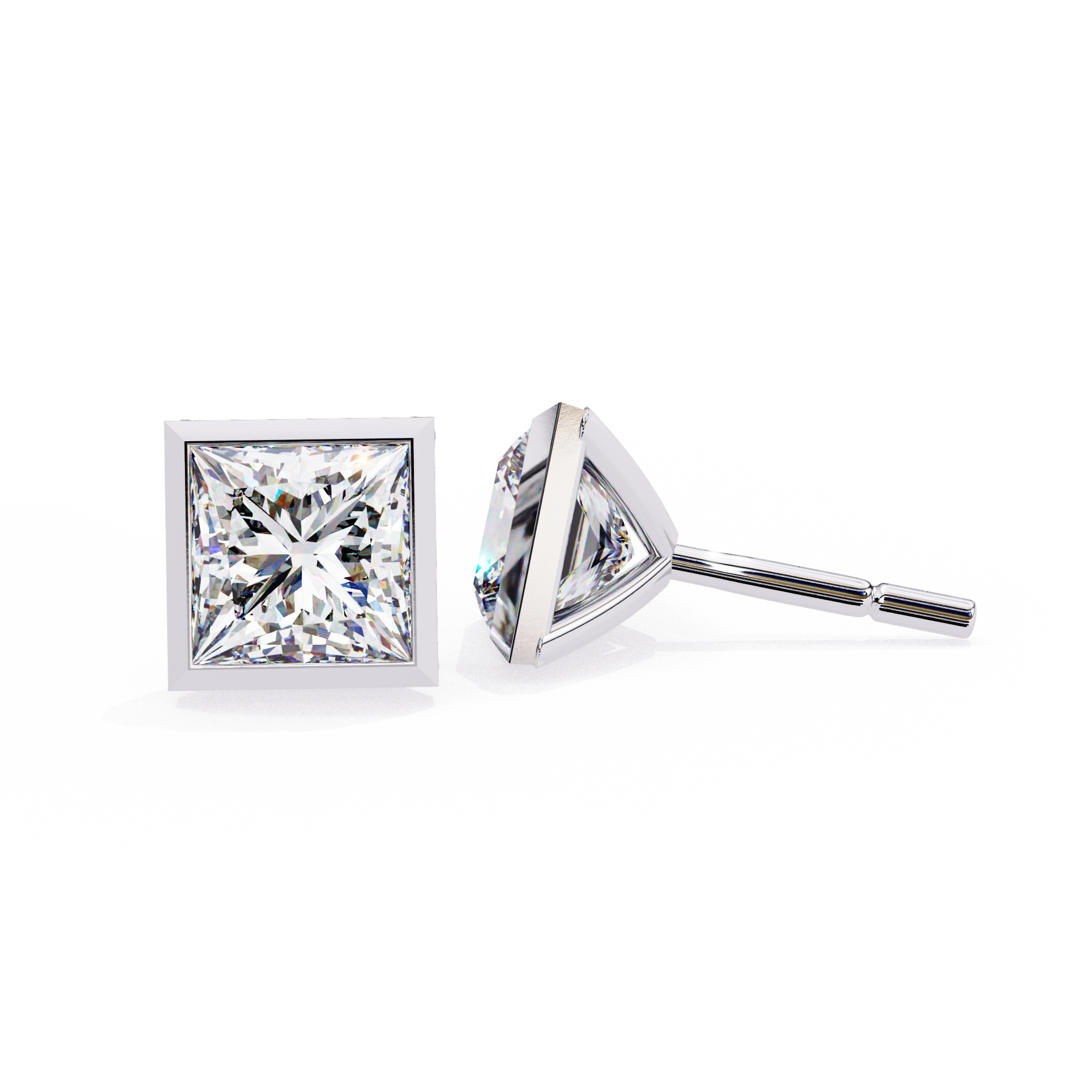 1.75 Carat Lab Grown Diamond Princess Stud Earrings