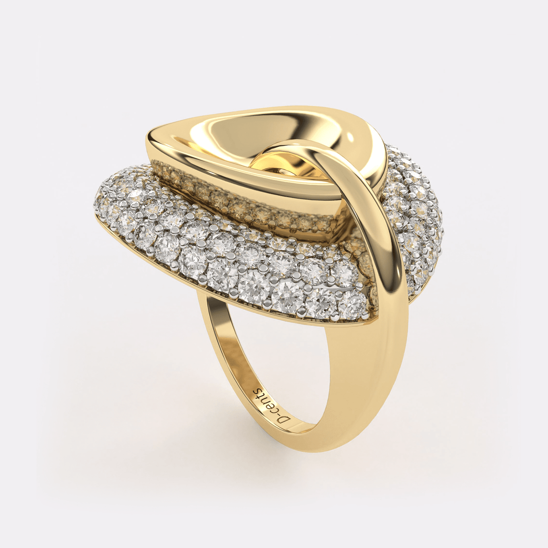 Curved Diamond Shell Ring