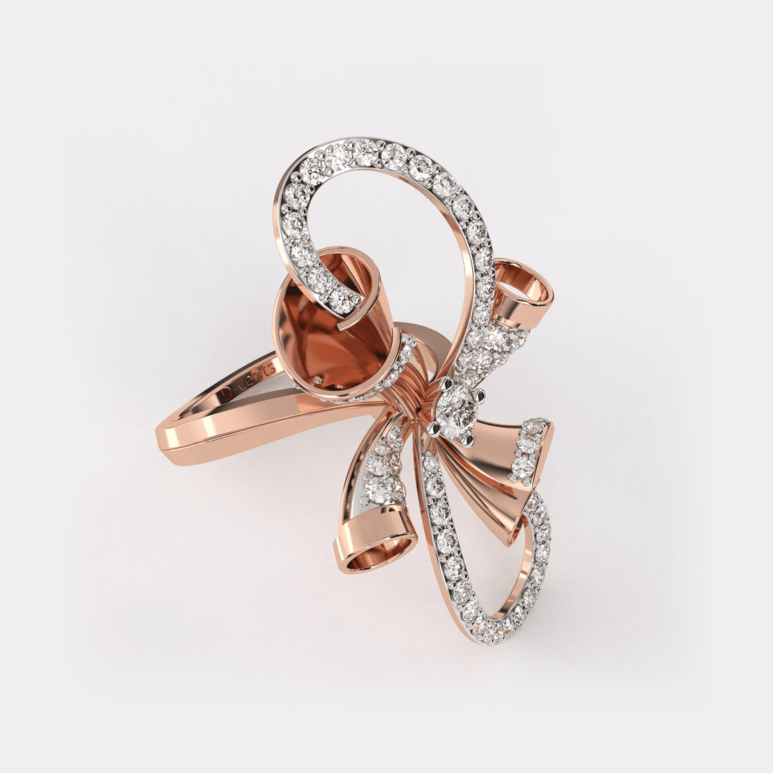 Gold Ribbon Bow Diamond Ring