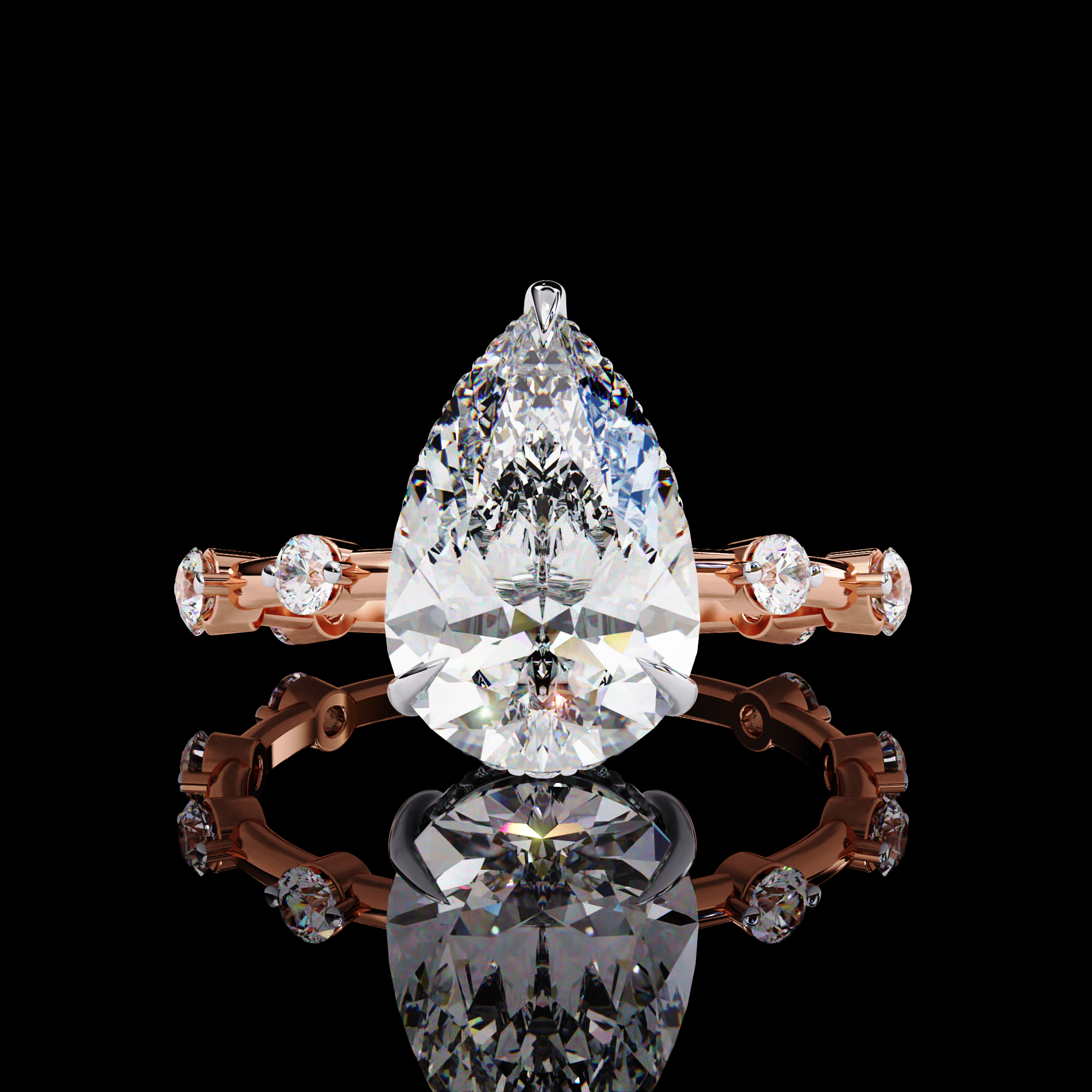 3 Carats Pear Shape Solitaire Ring10