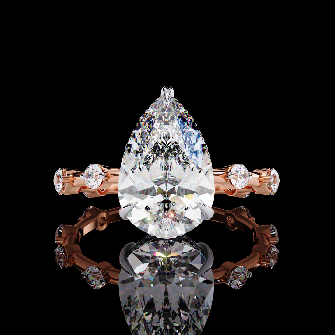 3 Carats Pear Shape Solitaire Ring10
