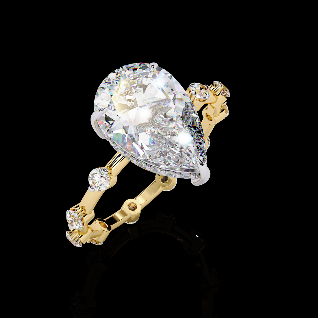 3 Carats Pear Shape Solitaire Ring3