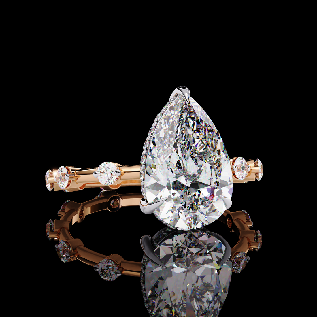 3 Carats Pear Shape Solitaire Ring8