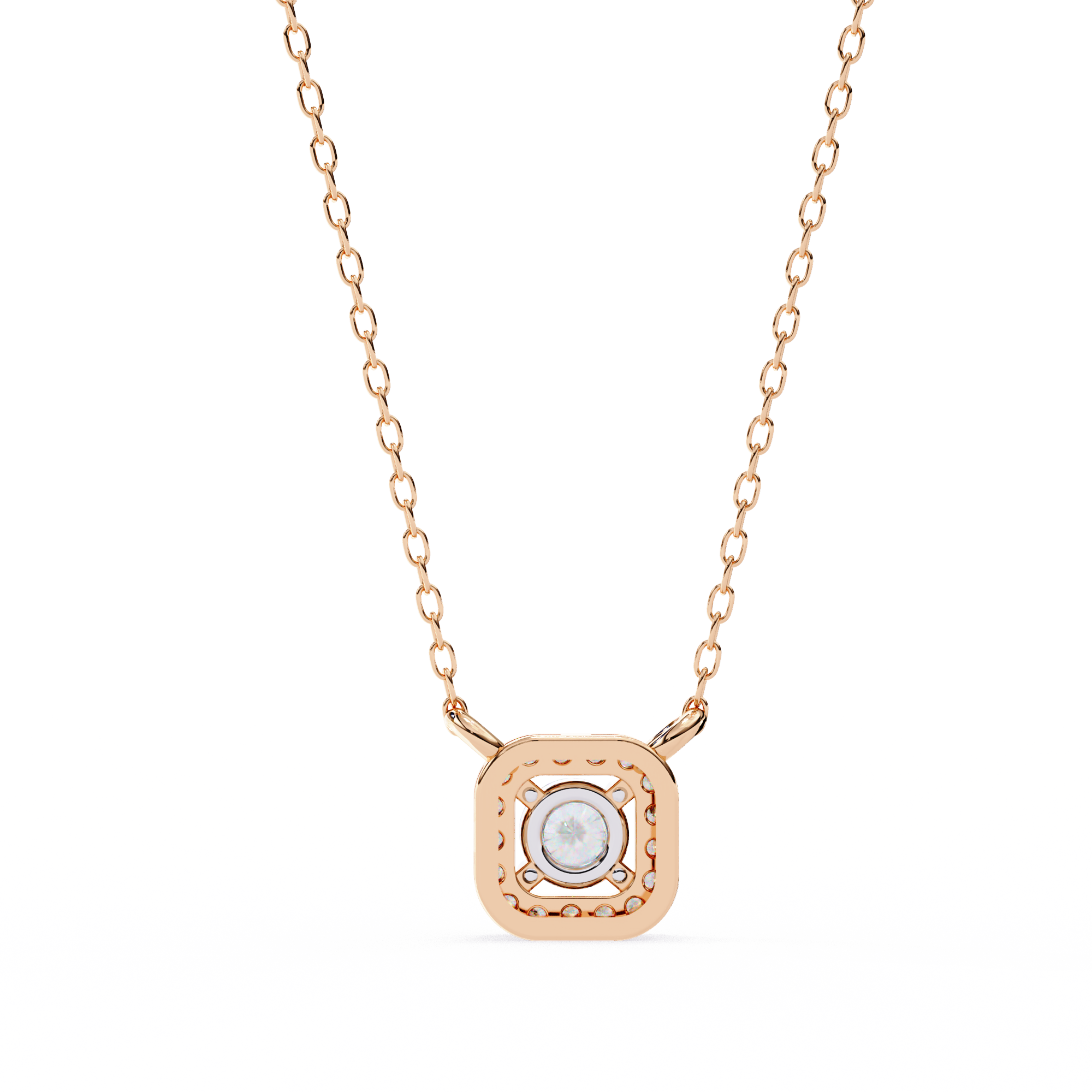 Lab Grown Diamond Halo Pendant with Chain