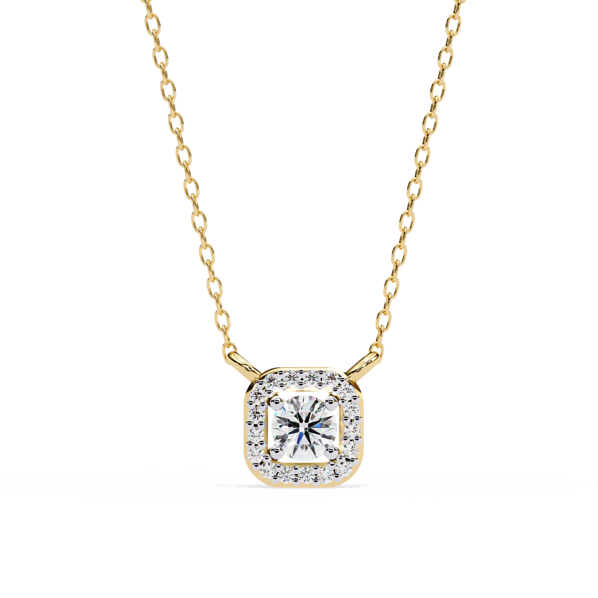 Lab Grown Diamond Halo Pendant with Chain