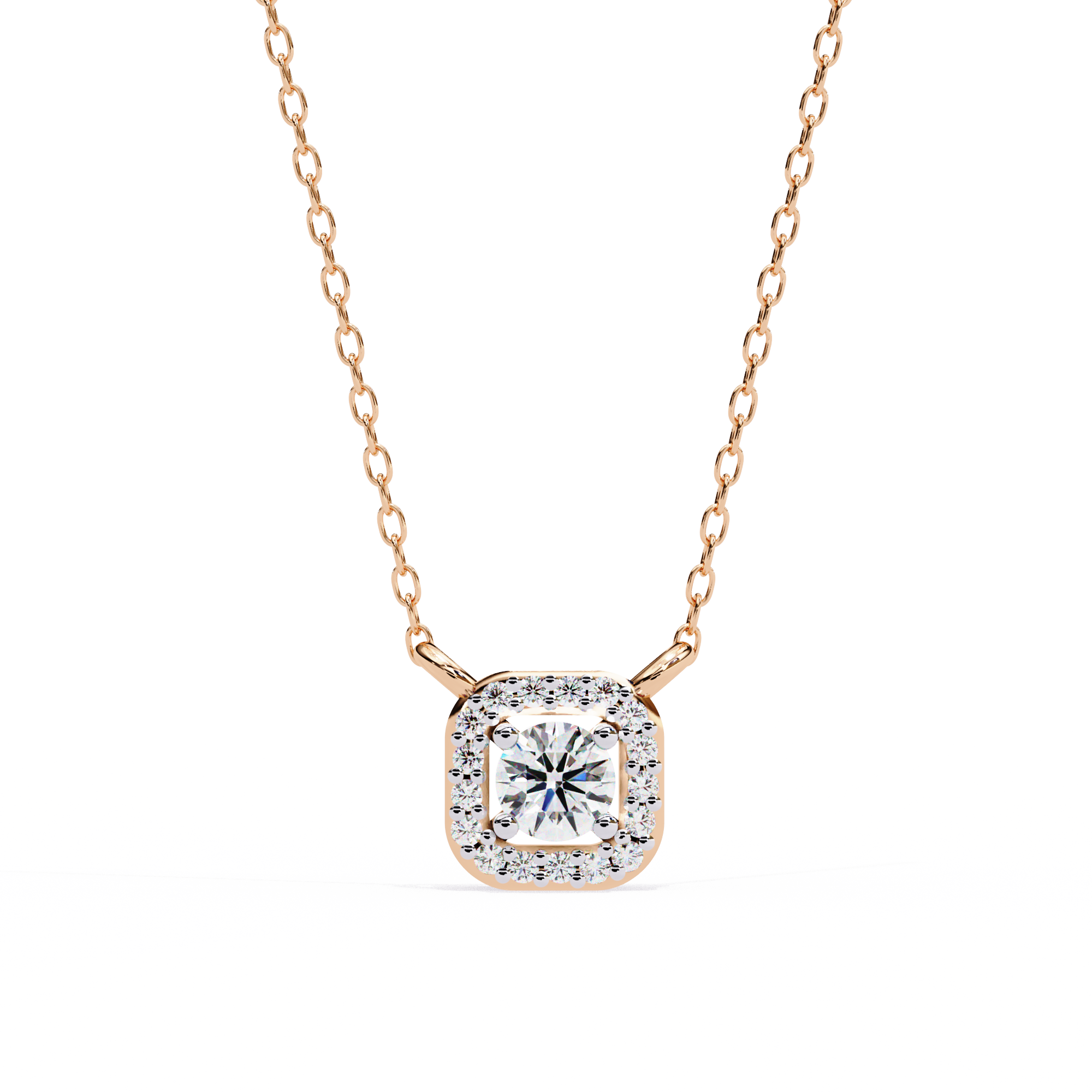 Lab Grown Diamond Halo Pendant with Chain