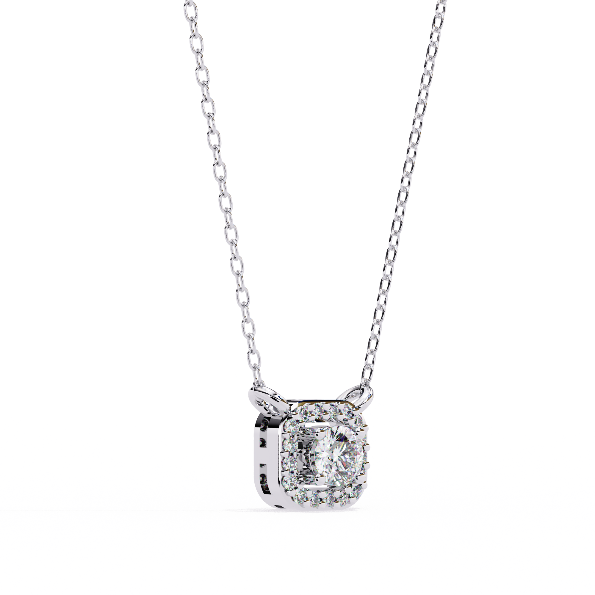 Lab Grown Diamond Halo Pendant with Chain