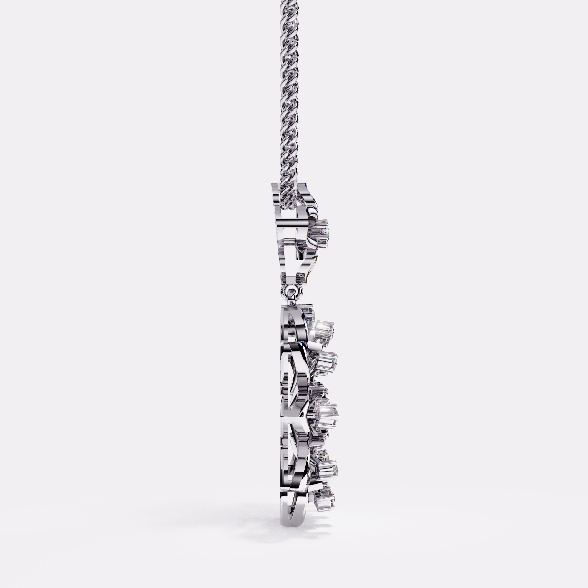 Twilight Bloom Diamond Pendant in 925 Silver