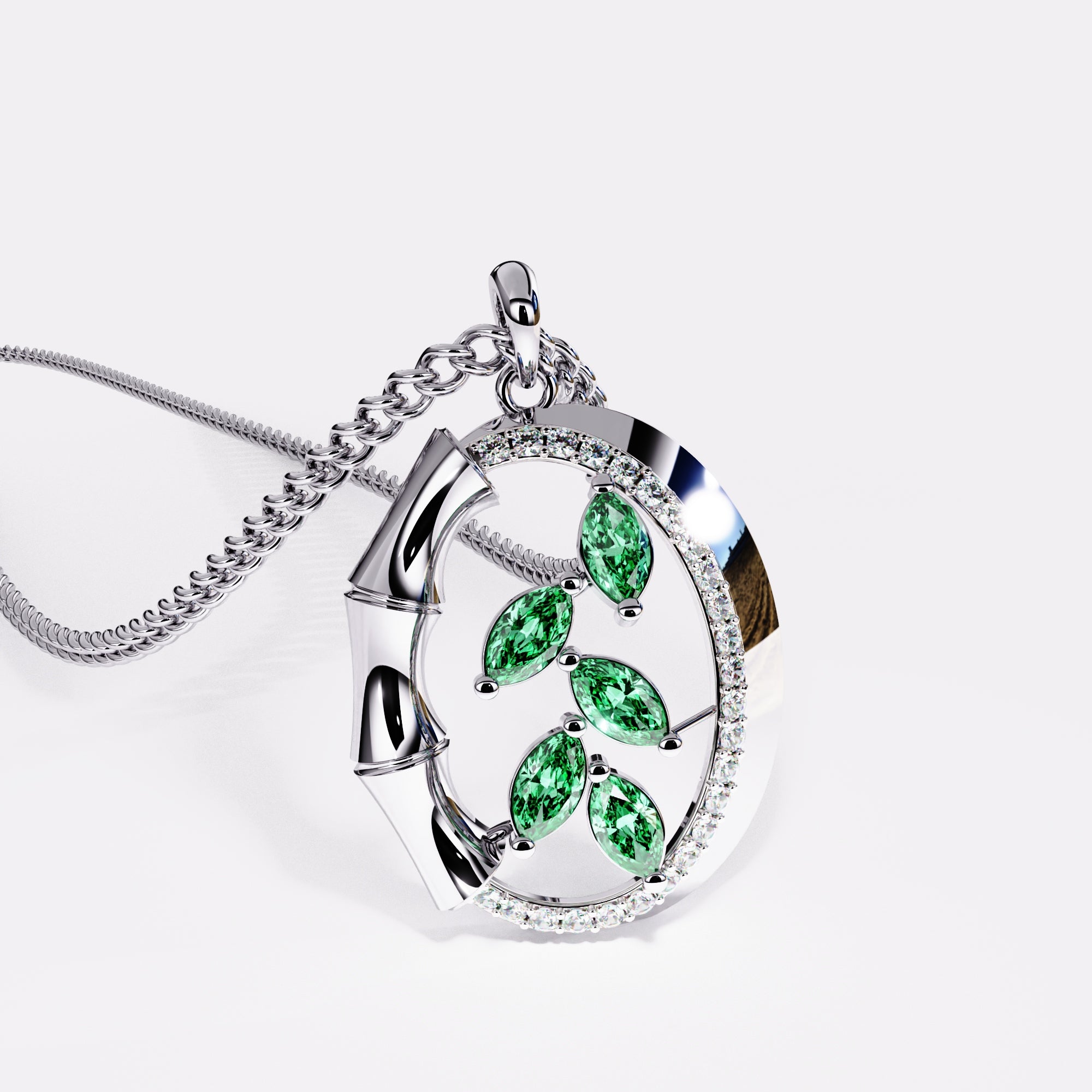Moss Dew Diamond Pendant in 925 Silver