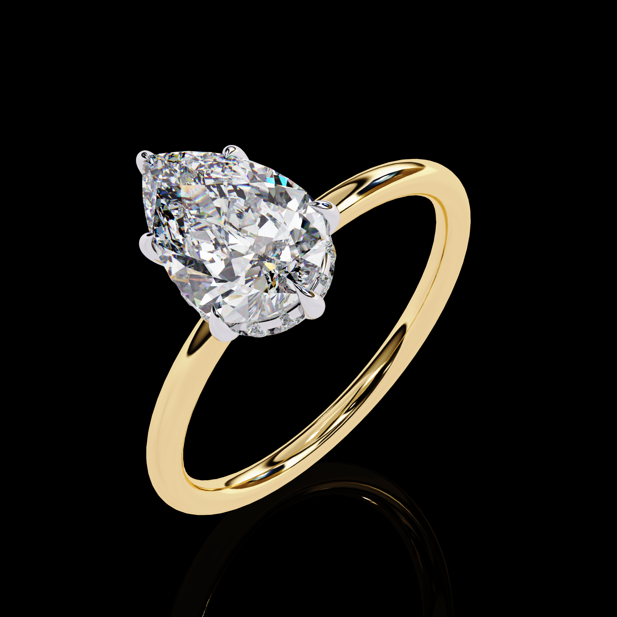 Pear Solitarie Halo Diamond Ring