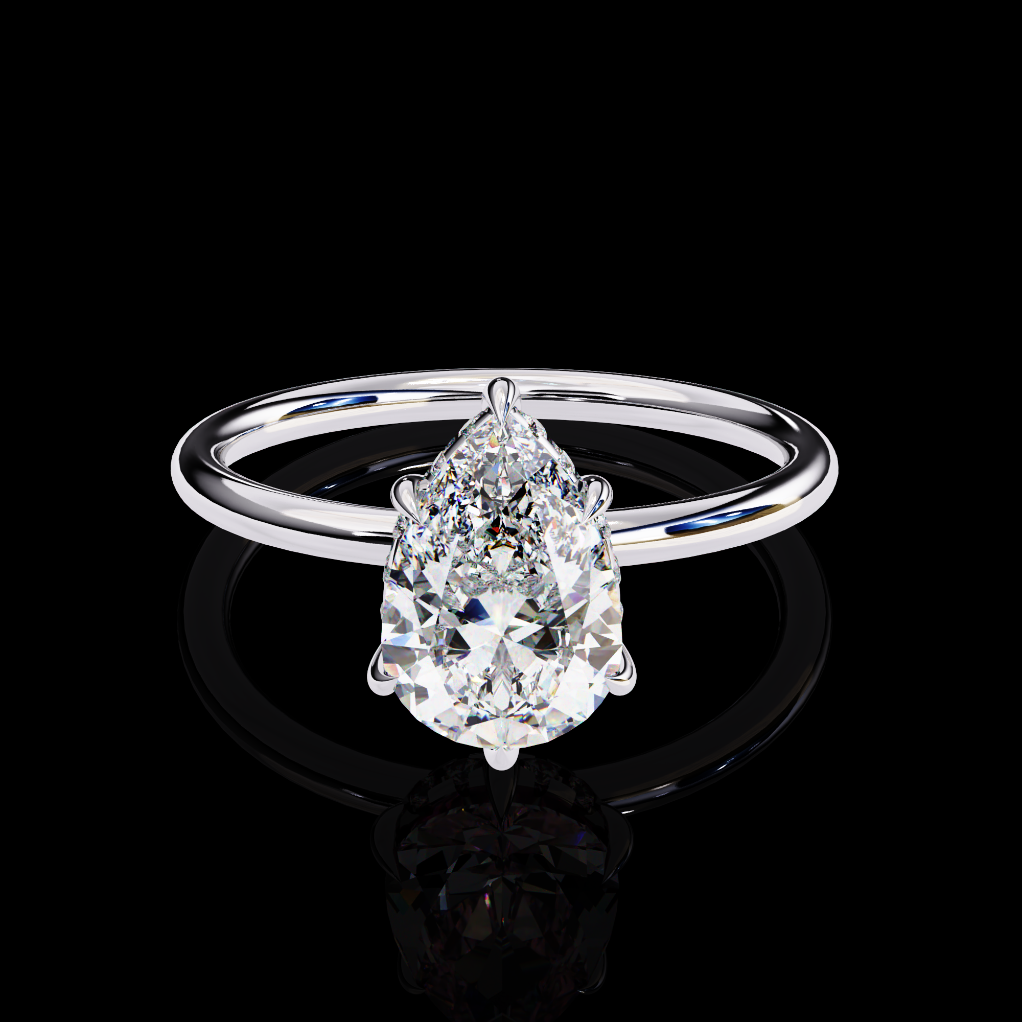 Pear Solitarie Halo Diamond Ring