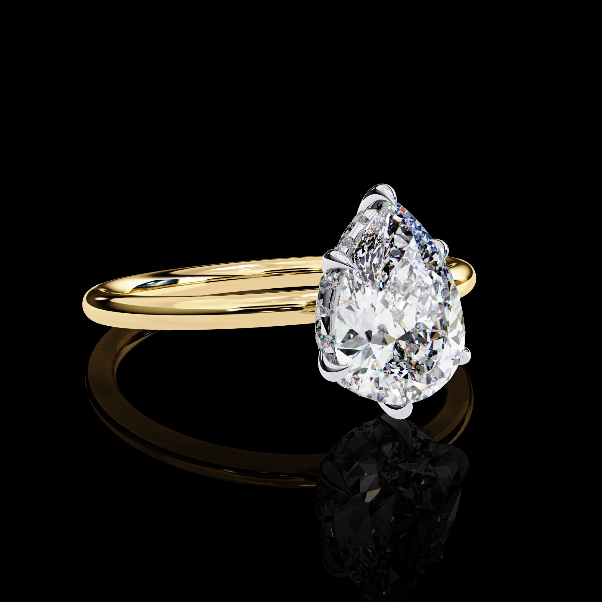 Pear Solitarie Halo Diamond Ring