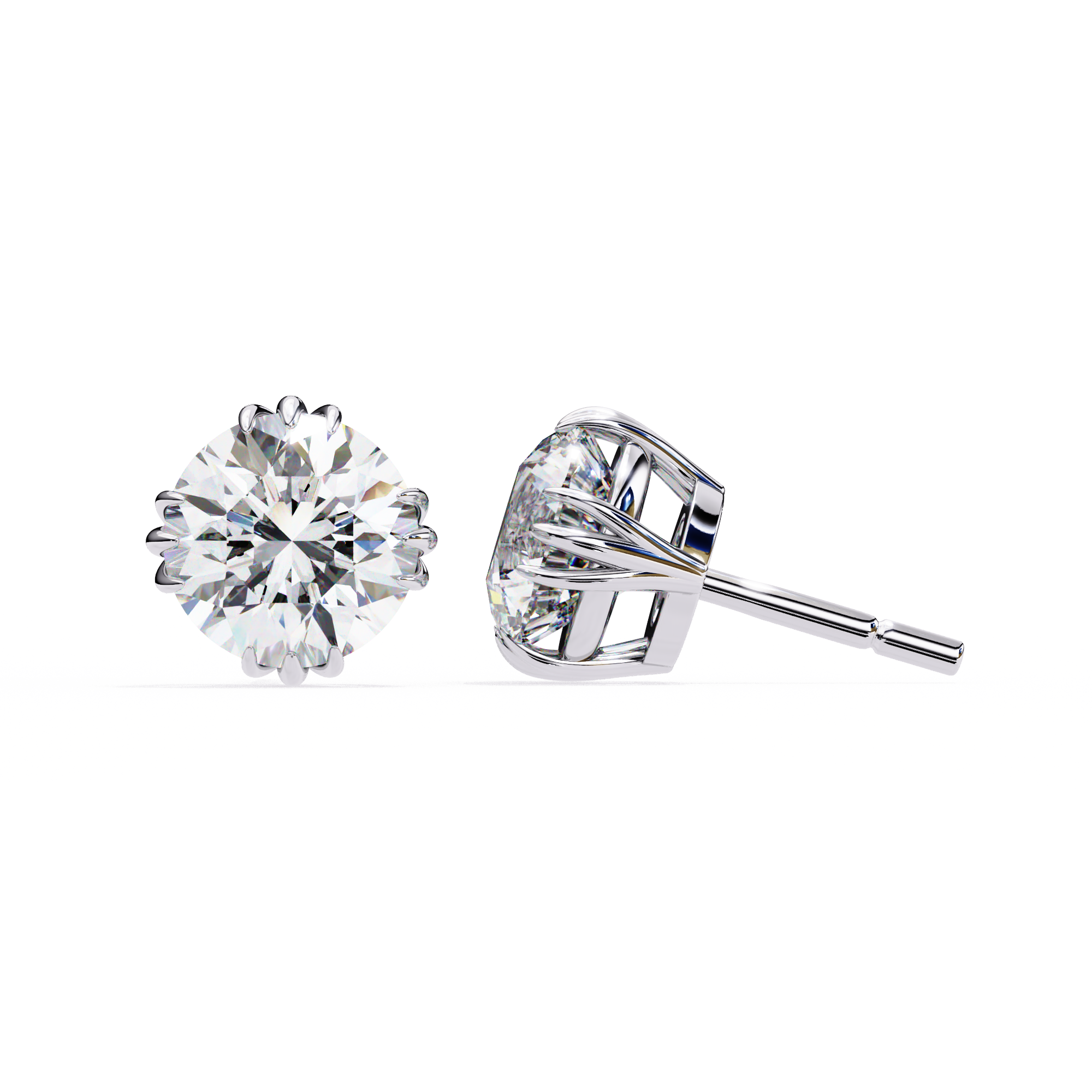 2.80 Carat Classic Solitaire Round Studs