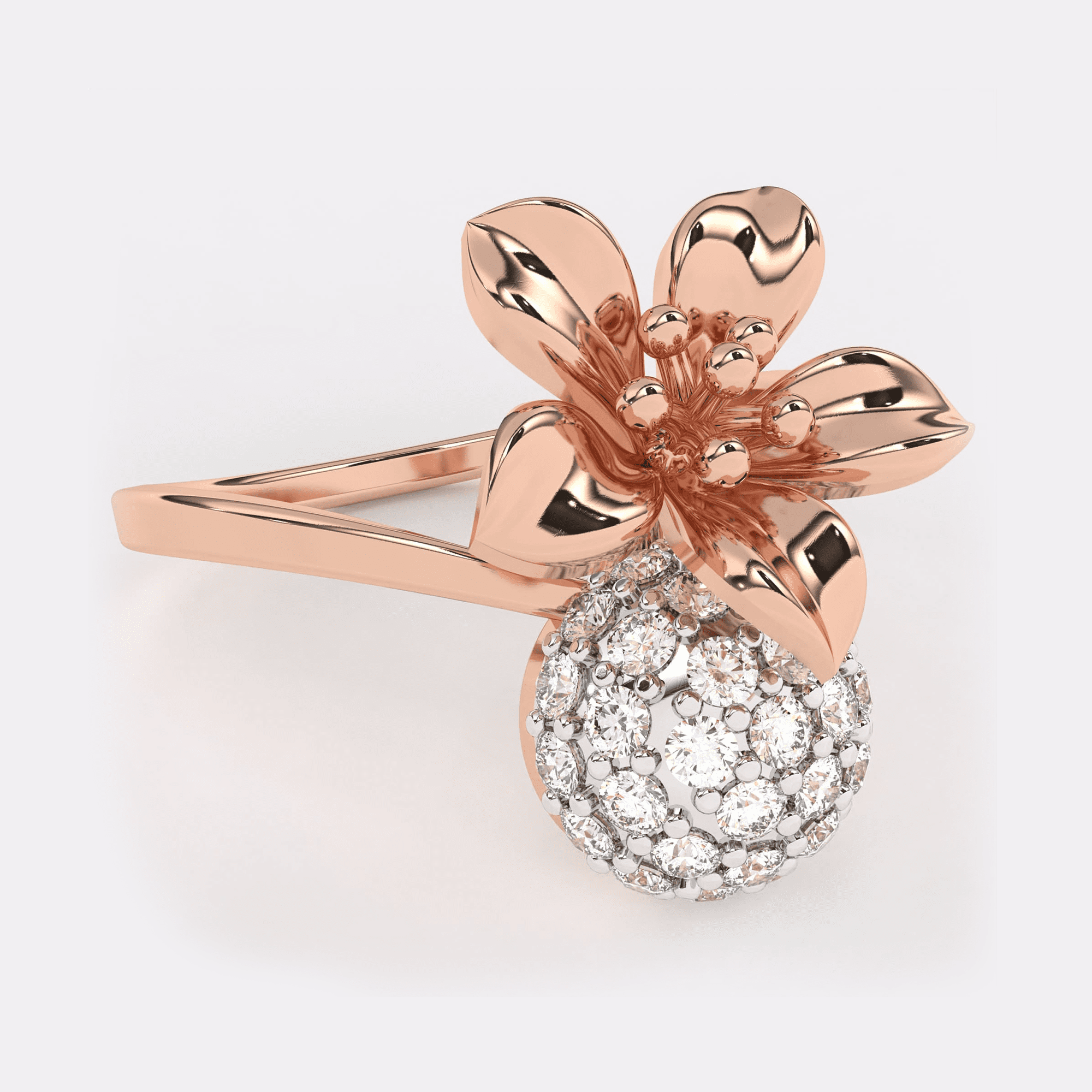 Gold Floral Diamond Ring