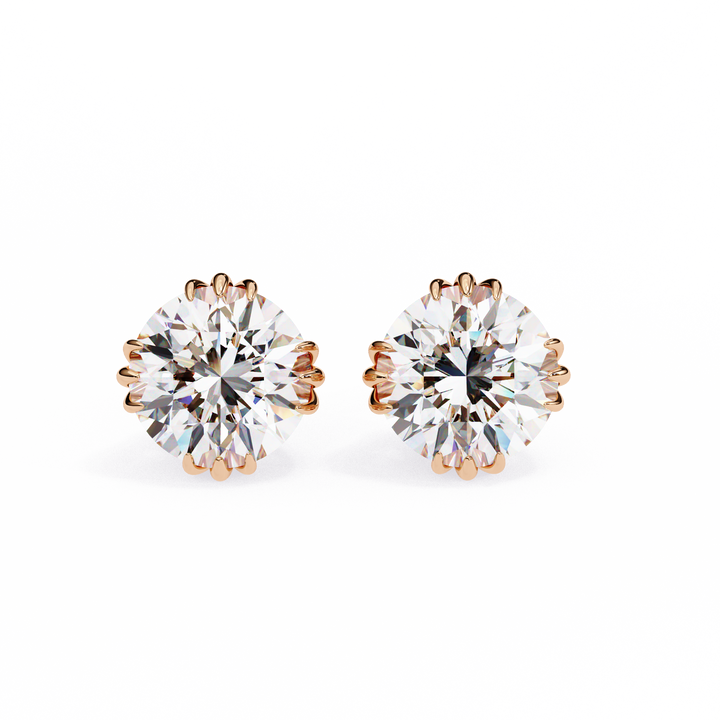 2.80 Carat Classic Solitaire Round Studs