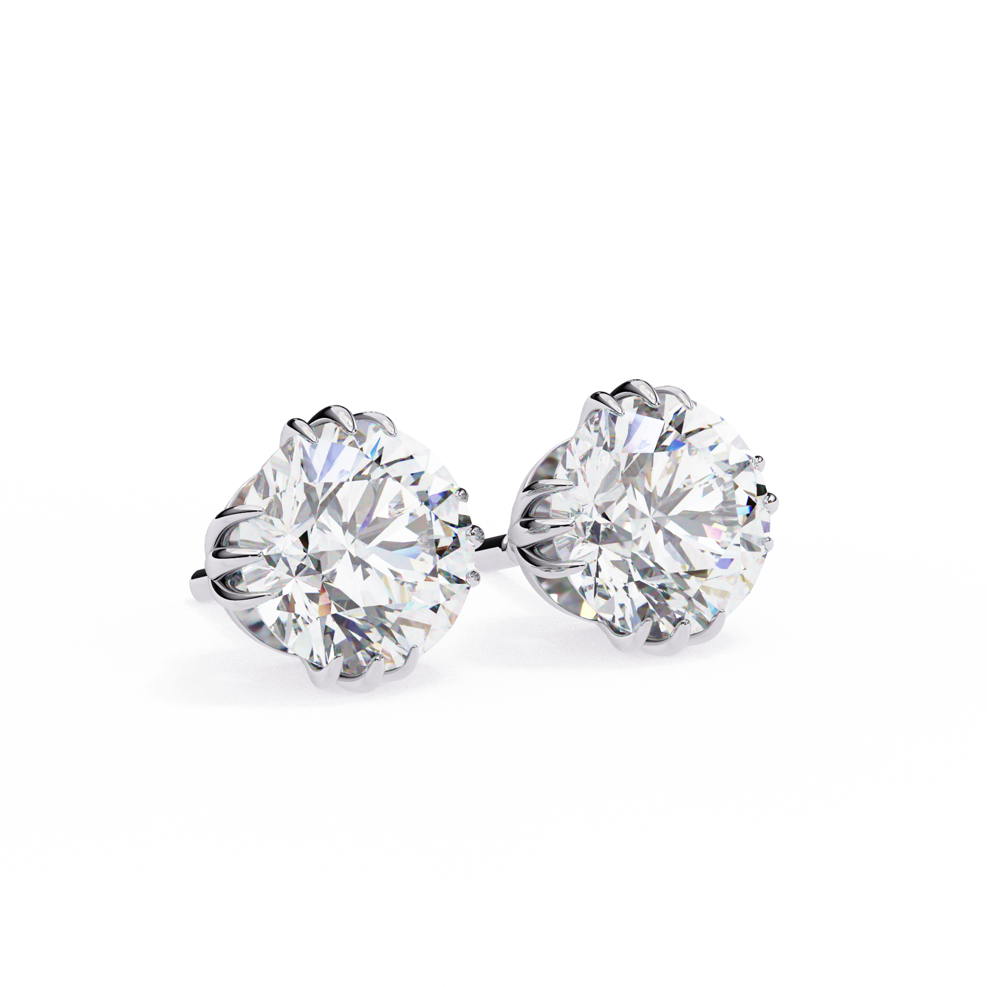 2.80 Carat Classic Solitaire Round Studs