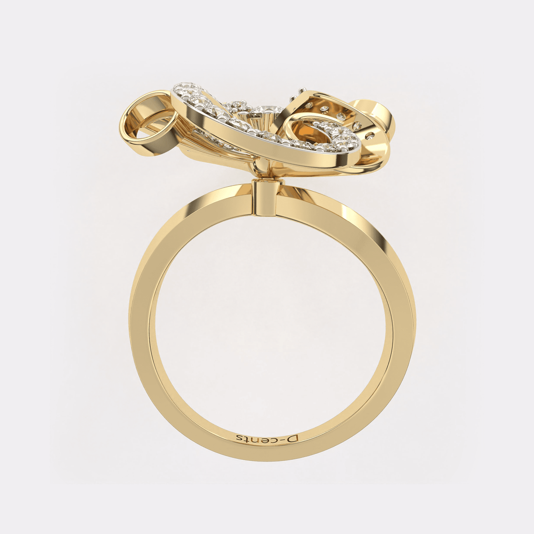 Gold Ribbon Bow Diamond Ring