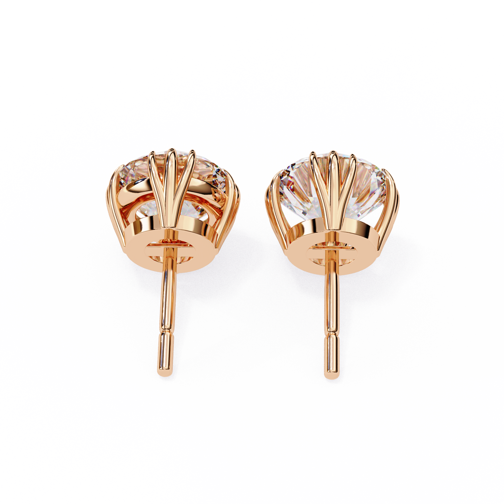 2.80 Carat Classic Solitaire Round Studs