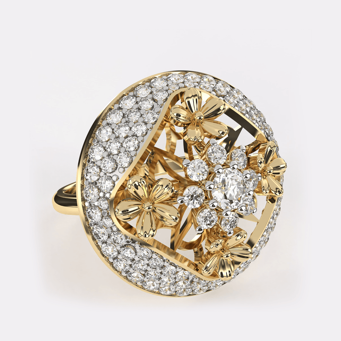 18k Gold Petal Diamond Ring