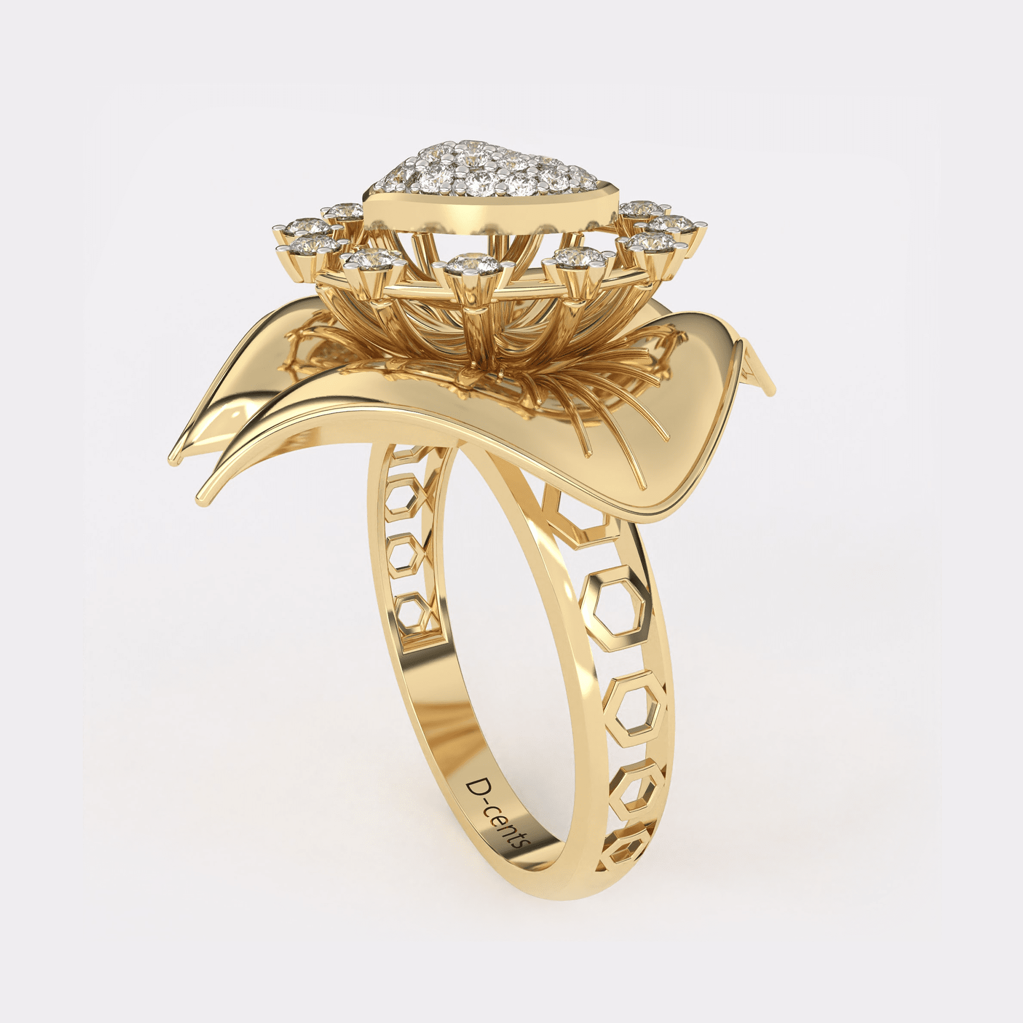 Golden Heart Diamond Ring