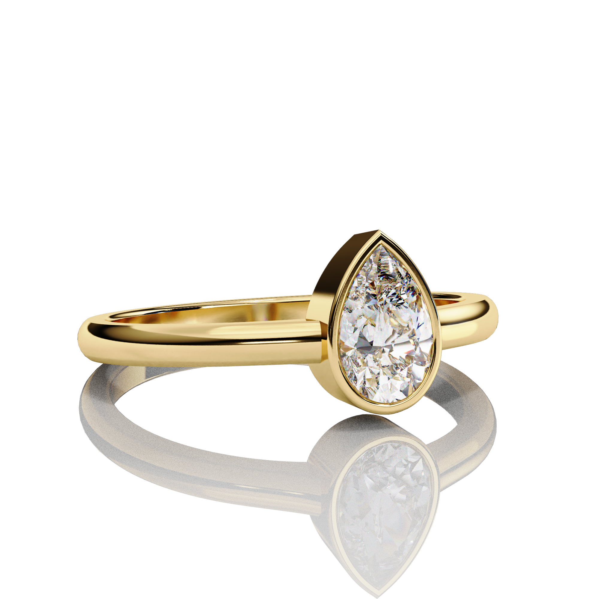 60 Cent Bezel Pear Diamond Ring