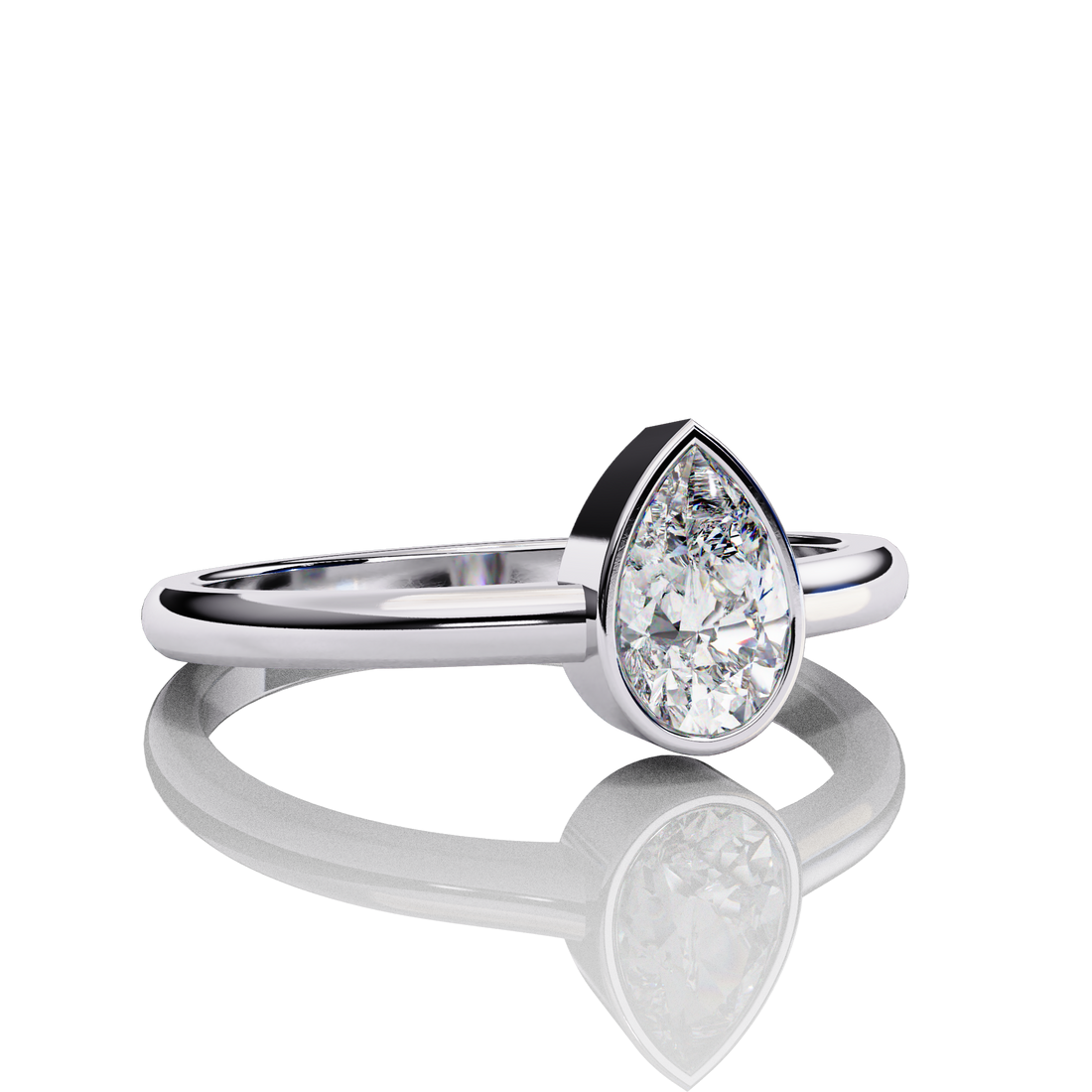 60 Cent Bezel Pear Diamond Ring