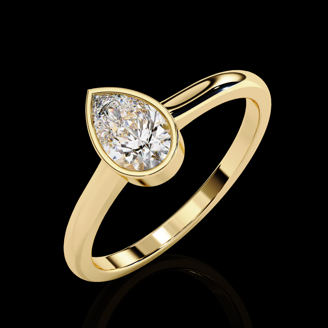 60 Cent Bezel Pear Diamond Ring
