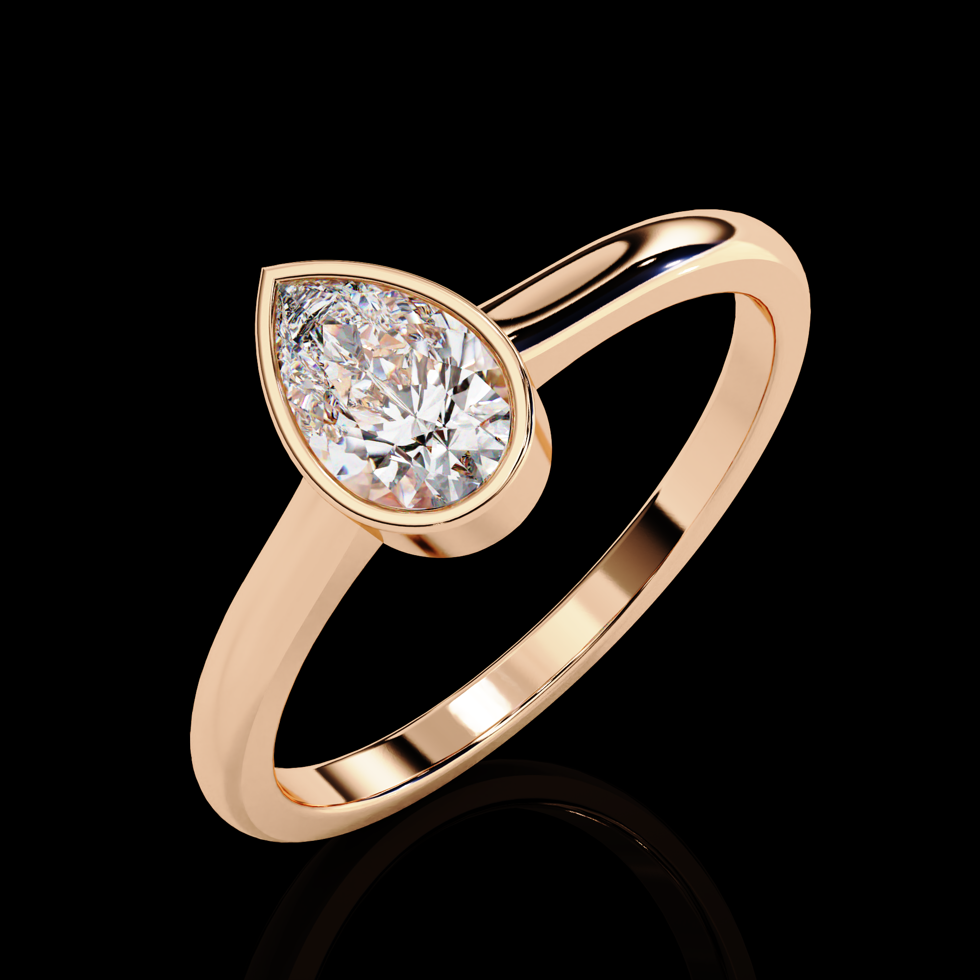60 Cent Bezel Pear Diamond Ring