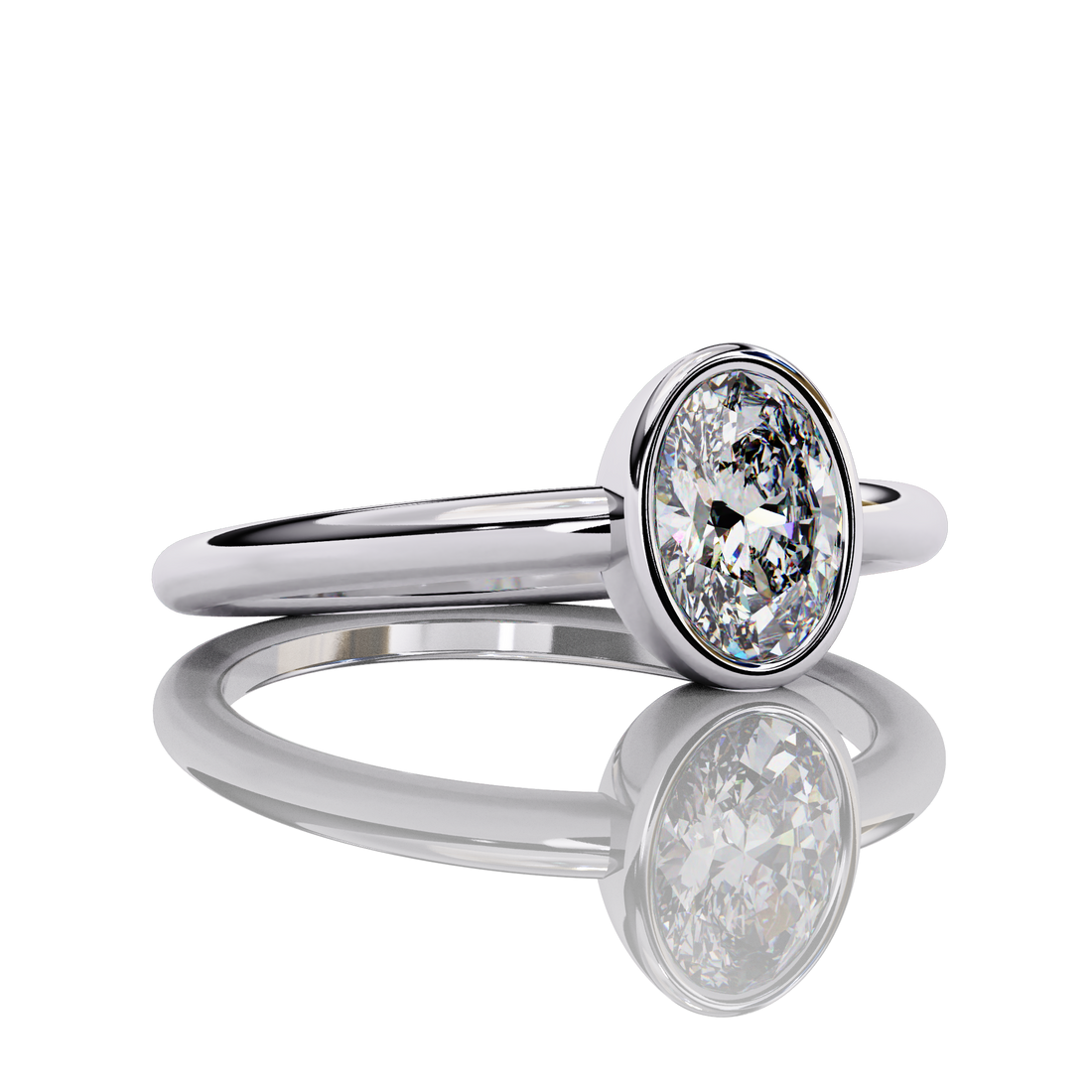65 Cents Oval Diamond Ring