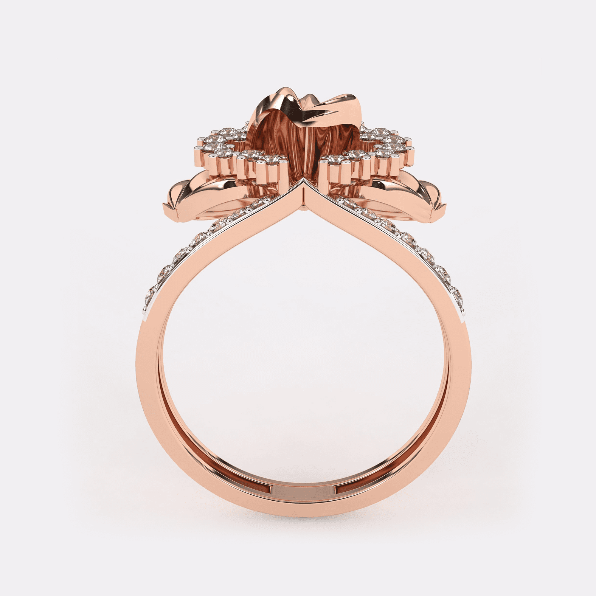Floret Design Rose Gold Diamond Ring