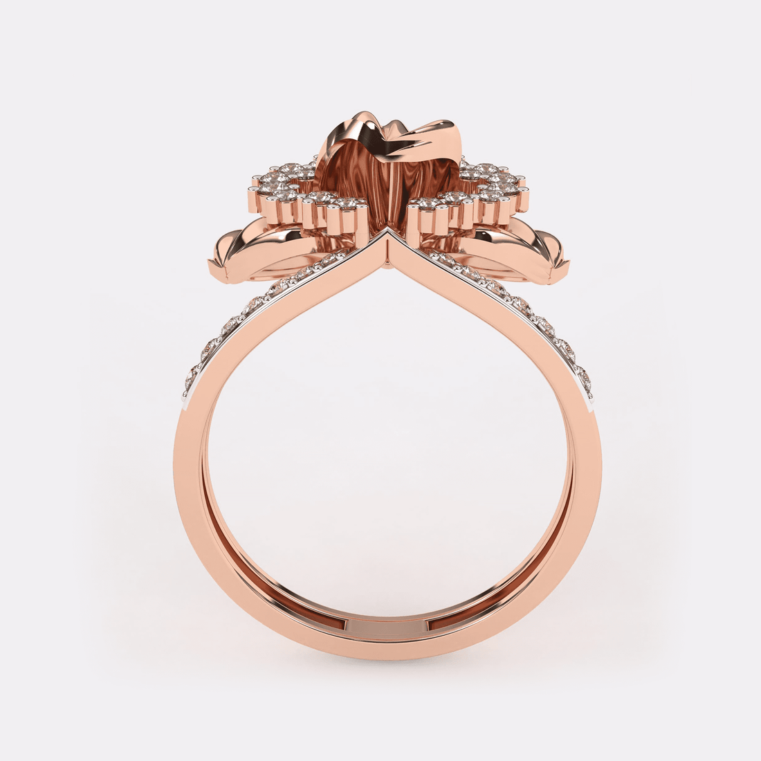 Floret Design Rose Gold Diamond Ring