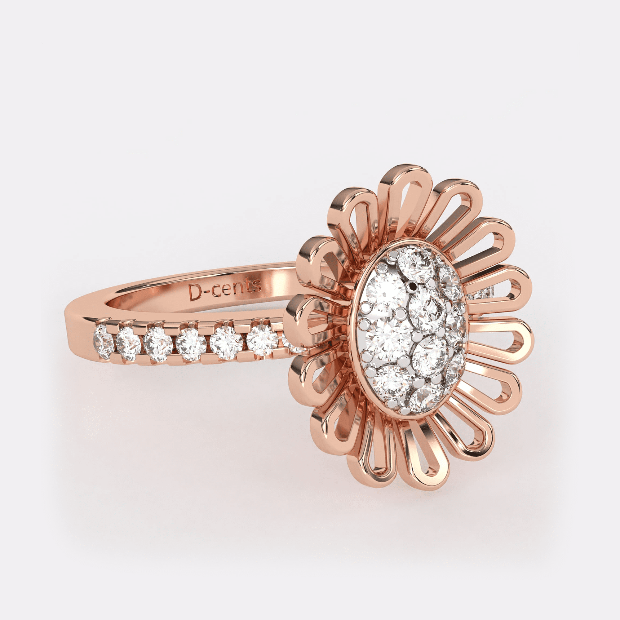 Gold Sunflower Diamond Ring