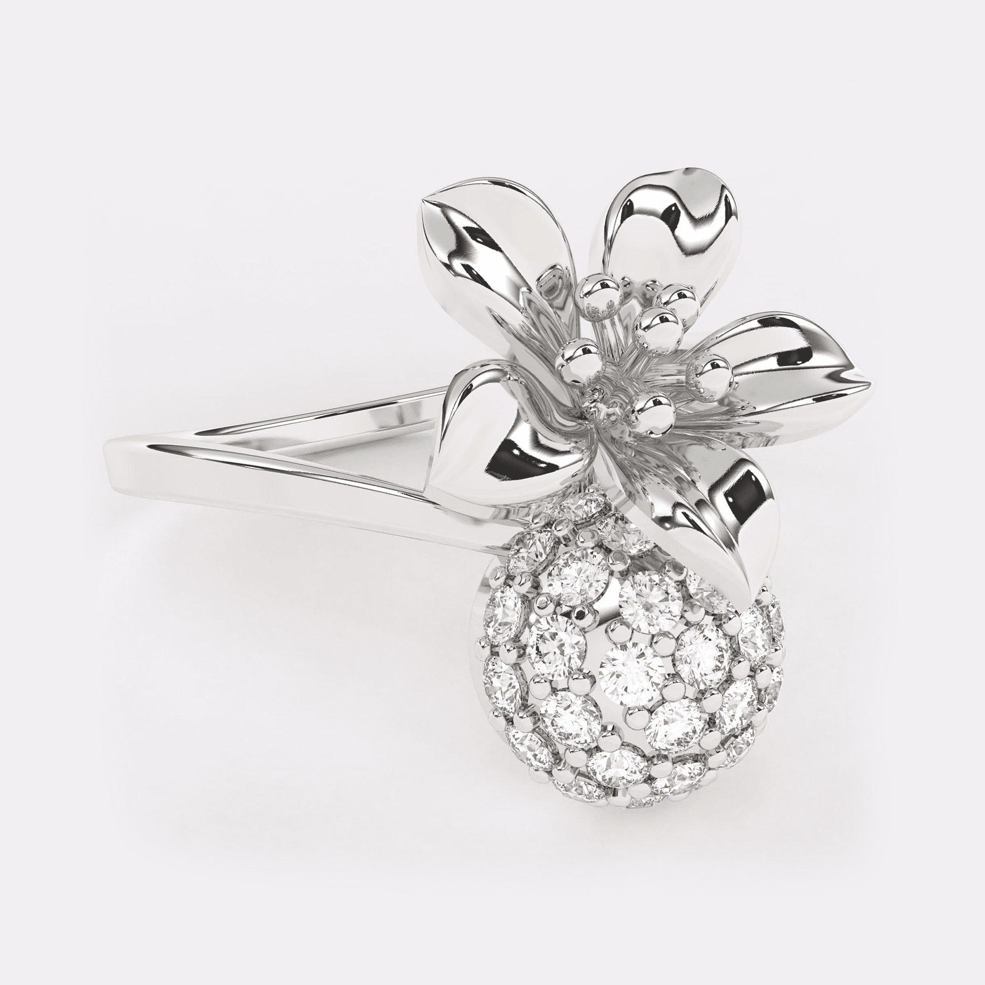 Gold Floral Diamond Ring